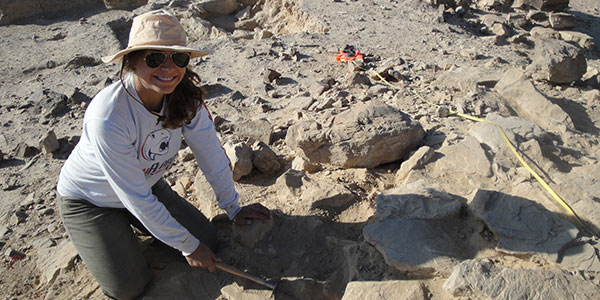 Archaeology student at excavation site.