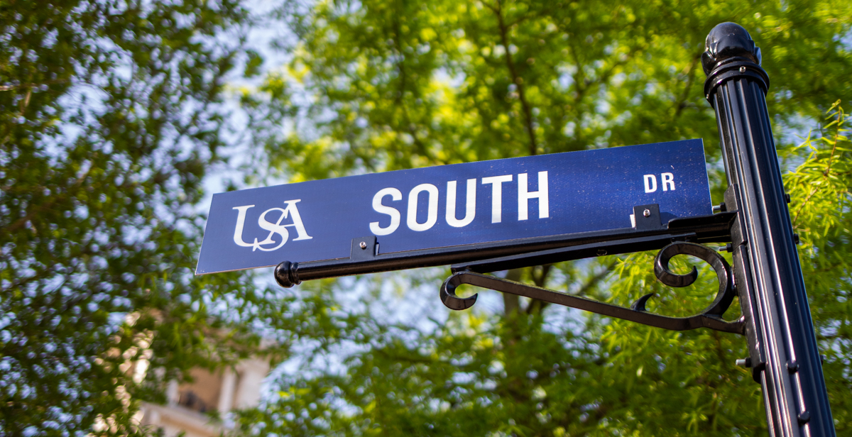 University of South Alabama street sign data-lightbox='featured'